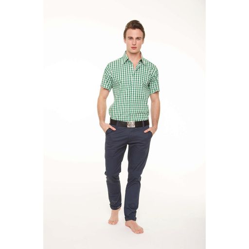 Men's Short-Sleeved Shirt - Green Checkered