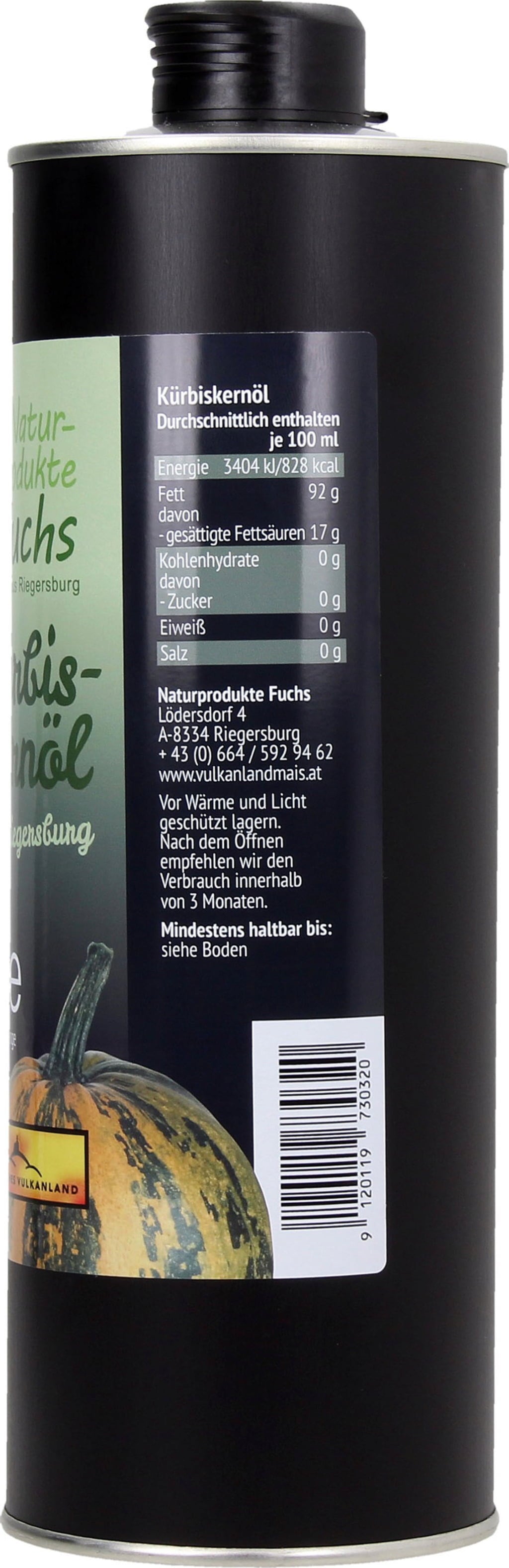 Naturprodukte Fuchs Kürbiskernöl g.g.A. in der Dose - 1 l
