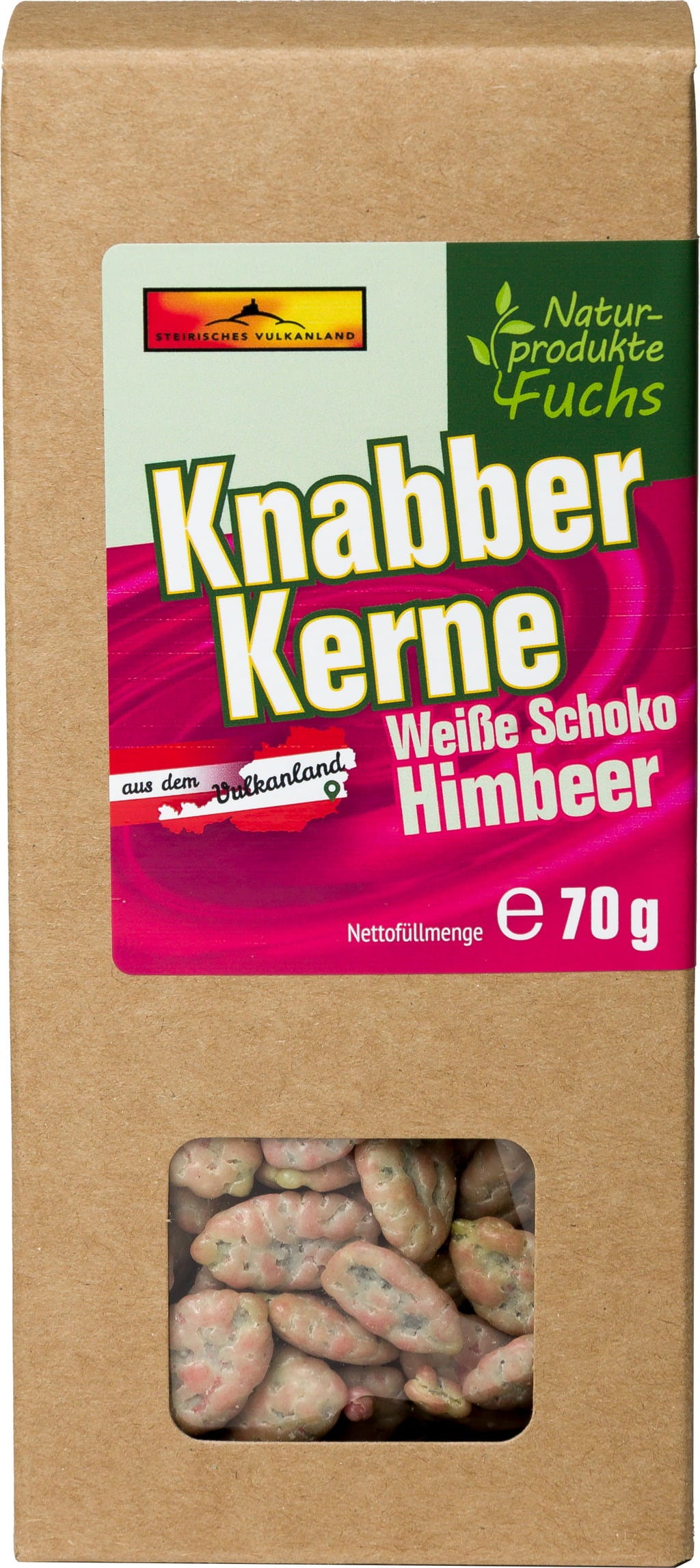 Naturprodukte Fuchs Kürbisknabberkerne Weiße Schoko Himbeer