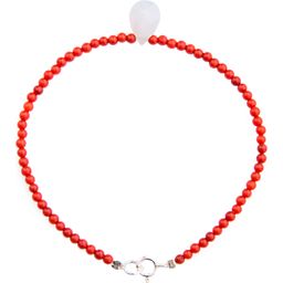 Zapestnica z rdečimi perlami in kristalom