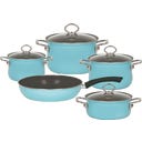 Set de Casseroles Émaillées Nouvelle - 5 Pièces - Bleu cristal