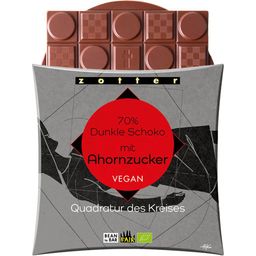 Kwadratowe koło 70% ciemnej czekolady z cukrem klonowym - 70 g