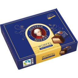 Austria Mozartkugeln Bonboniera v obliki kocke - 118 g