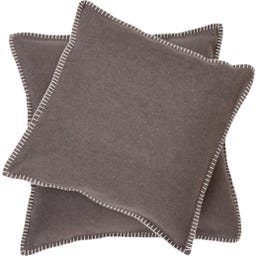 SYLT Cushion Uni with Decorative Stitch, 50x50 cm - Fango
