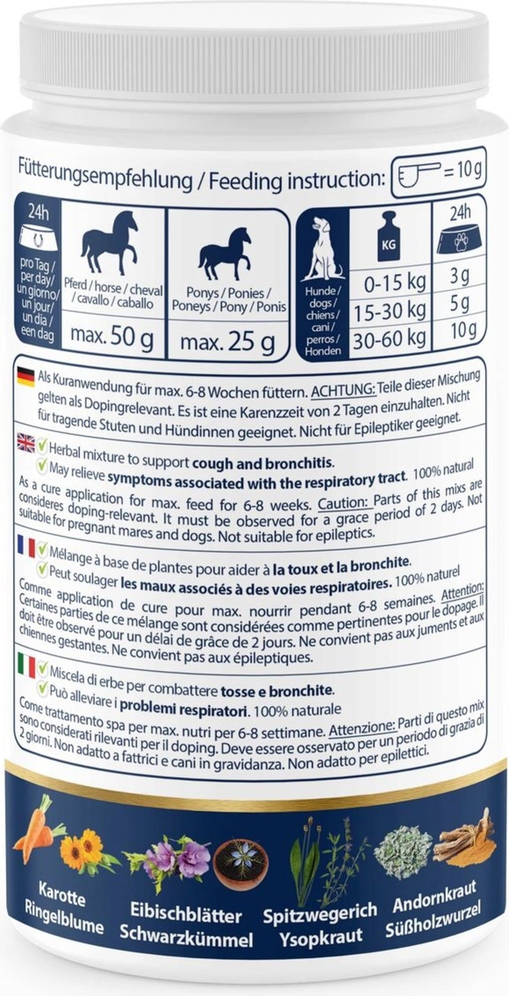 BRONCHIO VITAL - Poudre Végétale pour Chien et Cheval - 500 g