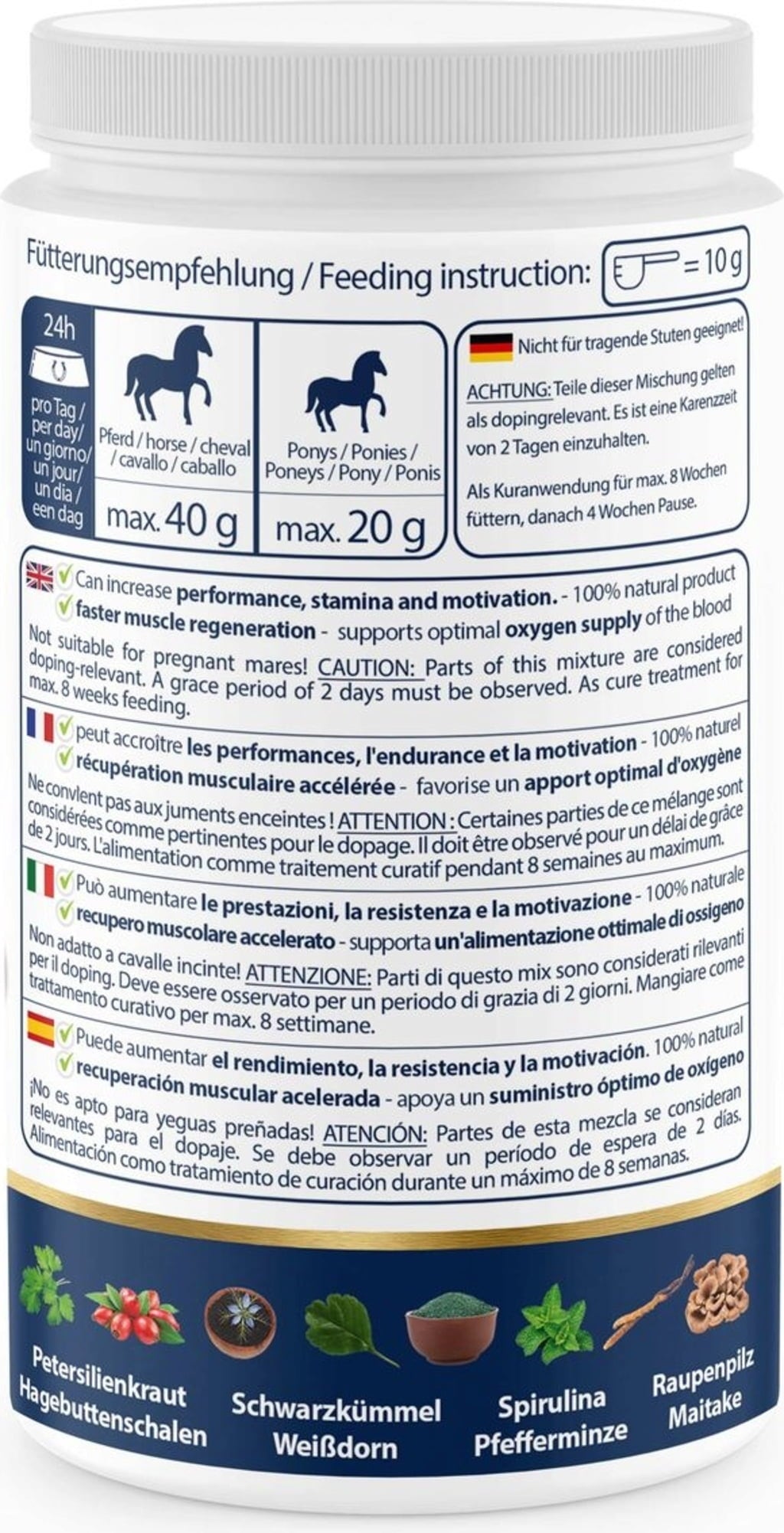HIGH Performance - Medicinal Mushroom and Premium Herbal Powder for Horses - 500 g