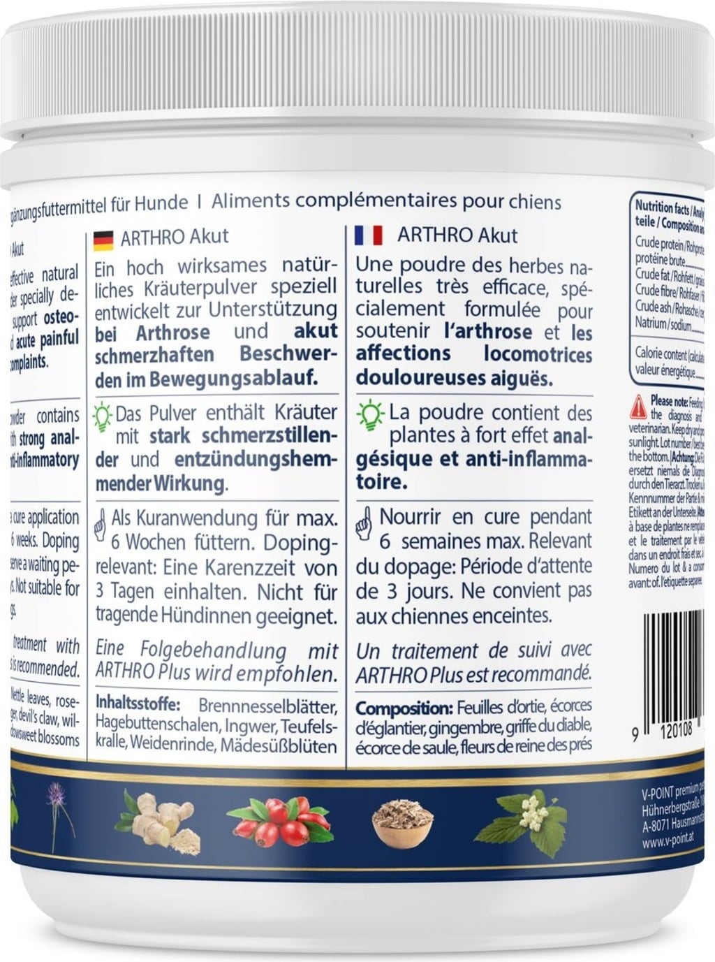 V-POINT ARTHRO Acute - Erbe in Polvere per Cani - 250 g
