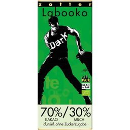 Labooko Bio 70% CACAO / 30% LAIT - Sans Sucre Ajouté