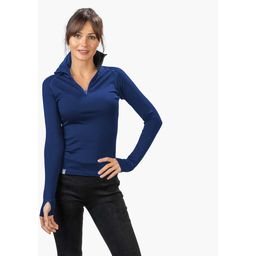 Alpin Loacker Damen Merino langarm Shirt mit Zip blau