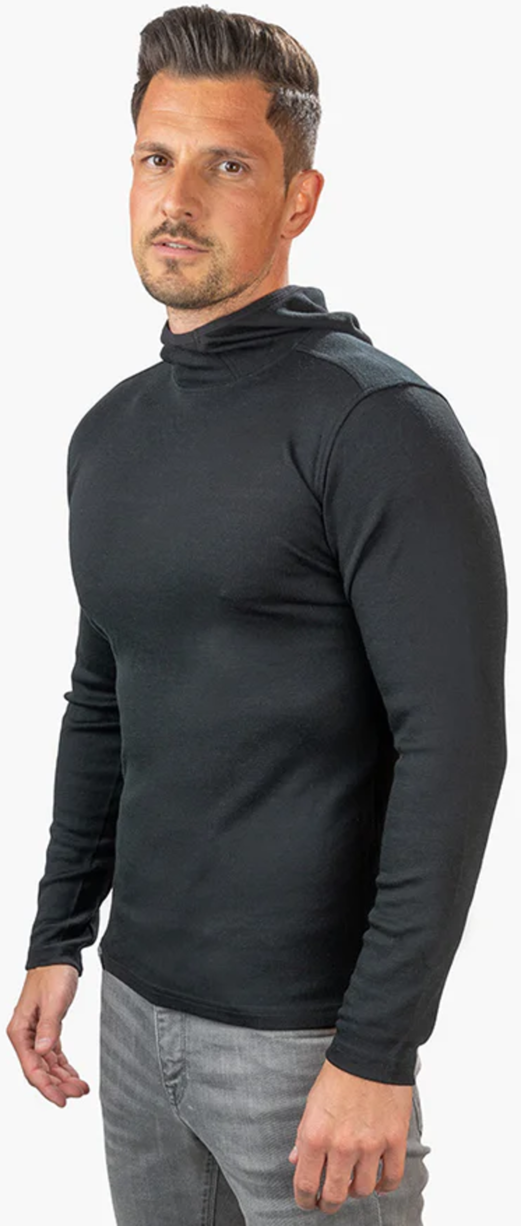 Alpin Loacker Men's Merino Wool Hoodie, Black