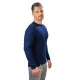 Męska koszulka z długimi rękawami merynos niebieska