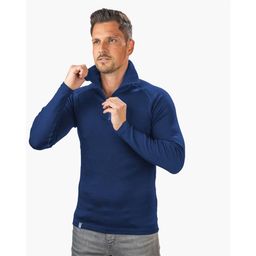 Men's Merino Long Sleeve Shirt with Zip, Blue