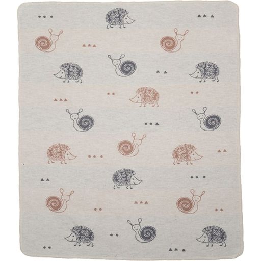 David Fussenegger JUWEL Baby Blanket - Snail & Hedgehog - white