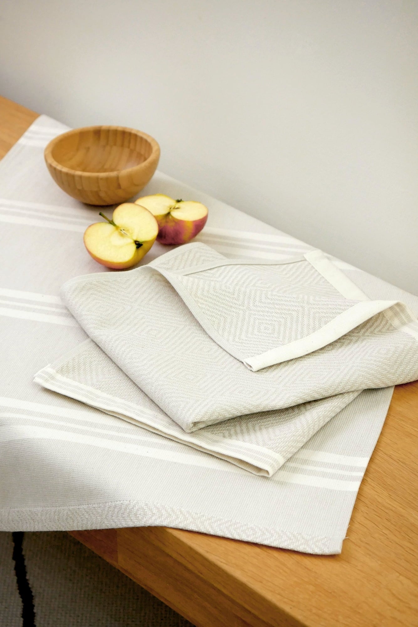 Framsohn Tea Towel - Block Stripes - Beige