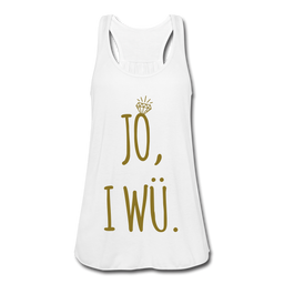 Women's Tank Top "Jo I wü (Matte Gold Print)", White