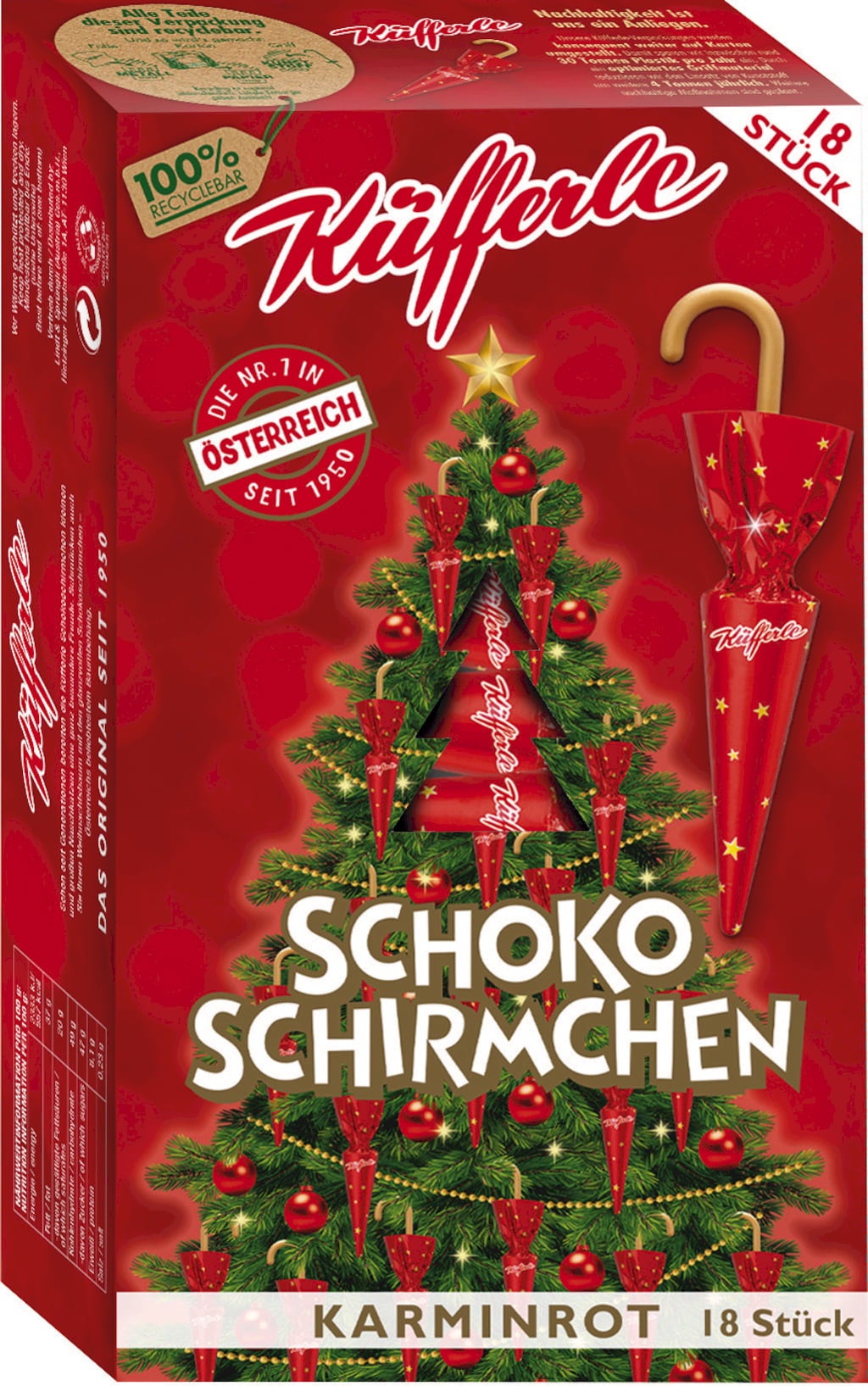 Küfferle Schokoschirmchen KARMINROT
