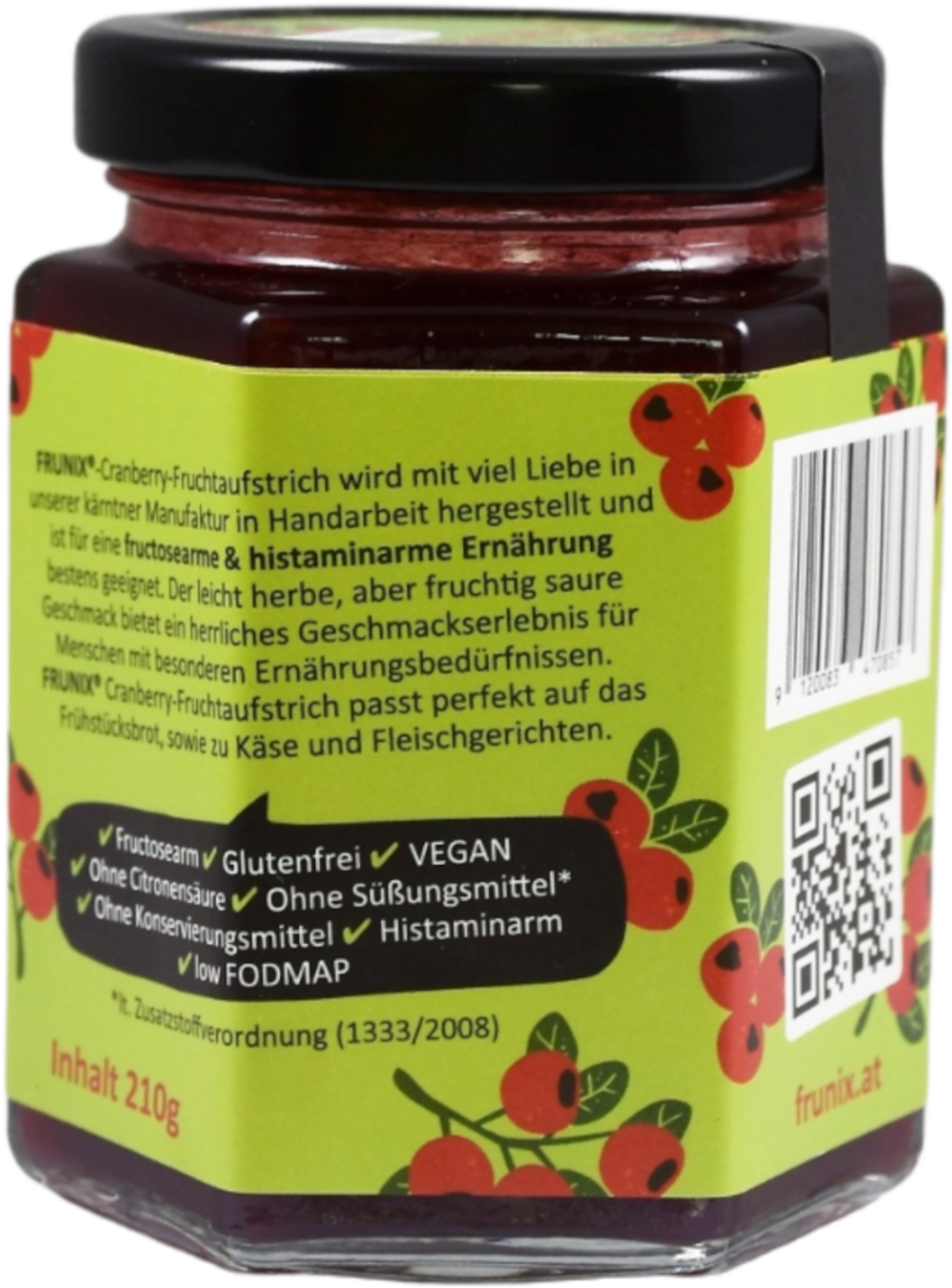 FRUNIX Cranberry Fruchtaufstrich - 210 g