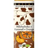 Bio čokolada drunter & drüber - "Mlečna čokolada + karamela/pomaranča"