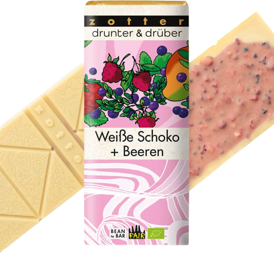 Bio drunter & drüber Weiße Schoko + Beeren - 70 g
