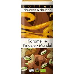 Bio čokolada drunter & drüber - "Karamela + pistacija/mandelj"