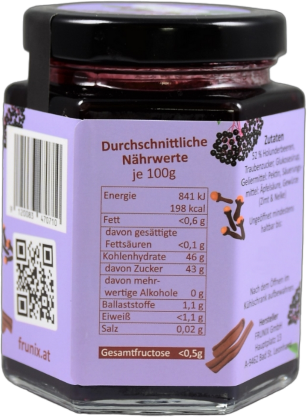 FRUNIX Holunder-Zimt-Fruchtaufstrich - 210 g