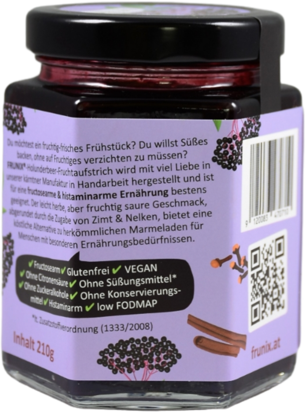 FRUNIX Holunder-Zimt-Fruchtaufstrich - 210 g