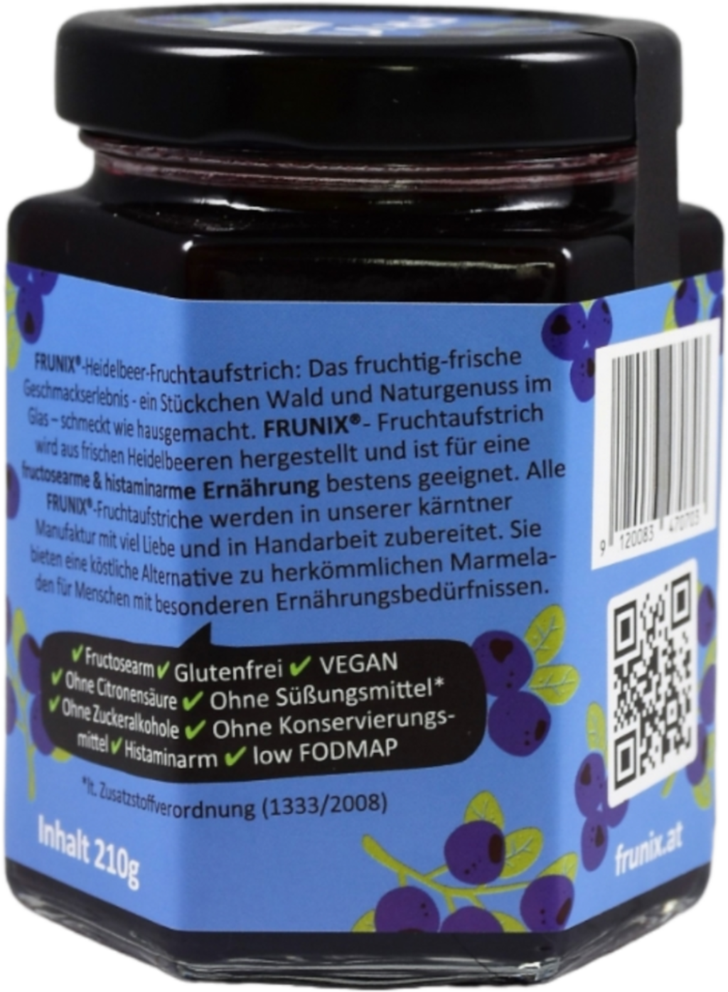 FRUNIX Heidelbeer-Fruchtaufstrich - 210 g