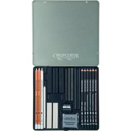 CRETACOLOR Black & White Box - 25-piece set metal case