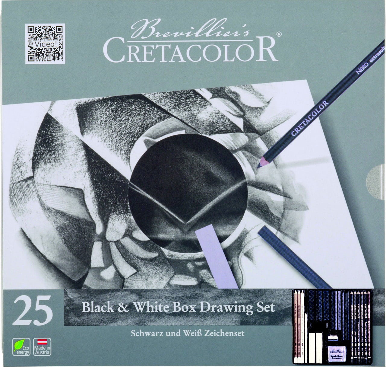 CRETACOLOR Black & White Box - 25-teiliges Set - Metalletui