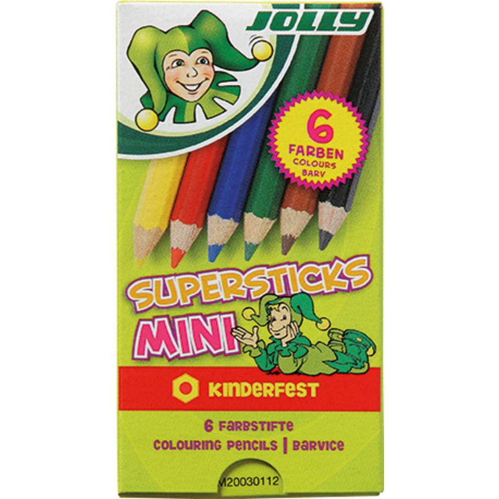 JOLLY Superstick Crazy Crayons - 24 Couleurs (12 Crayons) Incassables, Non Toxiques, Mine Épaisse - Étui Carton