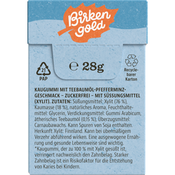 Birkengold Teafalolaj-Menta természetes rágógumi - 20 db (28 g)