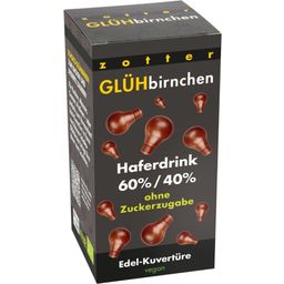 Glühbirnchen 60% Kakao + 40% Haferdrink, vegan, zuckeralternativ - 130 g