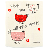 "Berta Hen - Wish you all the best" Sponge Cloth 